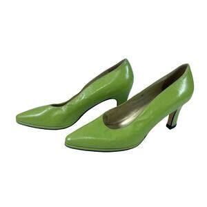 Vintage Jazz Lime Green Leather Heels: Size 7 1/2
